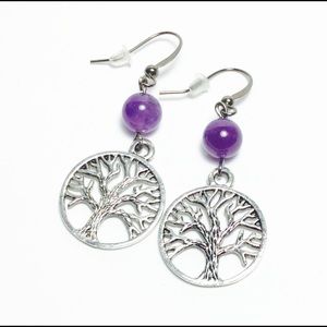 Amethyst Tree of life earrings